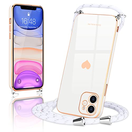 Wirvyuer Handykette Kompatibel mit iPhone 11 Handyhülle Necklace Hülle mit Band zum Umhängen Kameraschutz Liebesherz Schutzhülle mit Halsband Galvanik Silikon Umhängetasche für iPhone 11 Weiß Wirvyuer Handykette Kompatibel mit iPhone 11 Handyhülle Necklace Hülle mit Band zum Umhängen Kameraschutz Liebesherz Schutzhülle mit Halsband Galvanik Silikon Umhängetasche für iPhone 11 Weiß von Wirvyuer