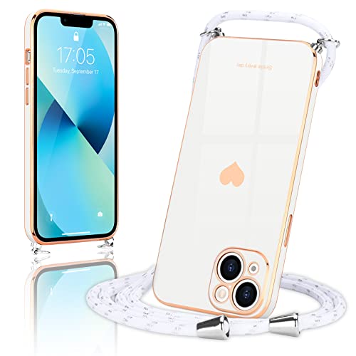Wirvyuer Handykette Kompatibel mit iPhone 13 Handyhülle Necklace Hülle mit Band zum Umhängen Kameraschutz Liebesherz Schutzhülle mit Halsband Galvanik Silikon Umhängetasche für iPhone 13 Weiß Wirvyuer Handykette Kompatibel mit iPhone 13 Handyhülle Necklace Hülle mit Band zum Umhängen Kameraschutz Liebesherz Schutzhülle mit Halsband Galvanik Silikon Umhängetasche für iPhone 13 Weiß von Wirvyuer