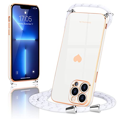 Wirvyuer Handykette Kompatibel mit iPhone 13 Pro Handyhülle Necklace Hülle mit Band zum Umhängen Kameraschutz Liebesherz Schutzhülle mit Halsband Silikon Umhängetasche für iPhone 13 Pro Weiß Wirvyuer Handykette Kompatibel mit iPhone 13 Pro Handyhülle Necklace Hülle mit Band zum Umhängen Kameraschutz Liebesherz Schutzhülle mit Halsband Silikon Umhängetasche für iPhone 13 Pro Weiß von Wirvyuer