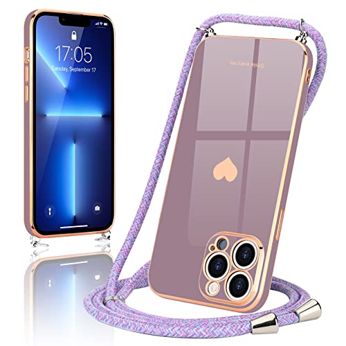 Wirvyuer Handykette Kompatibel mit iPhone 13 Pro Max Handyhülle Necklace Hülle mit Band zum Umhängen Kameraschutz Liebesherz Schutzhülle mit Halsband Silikon Hülle für iPhone 13 Pro Max Lavendel Wirvyuer Handykette Kompatibel mit iPhone 13 Pro Max Handyhülle Necklace Hülle mit Band zum Umhängen Kameraschutz Liebesherz Schutzhülle mit Halsband Silikon Hülle für iPhone 13 Pro Max Lavendel von Wirvyuer