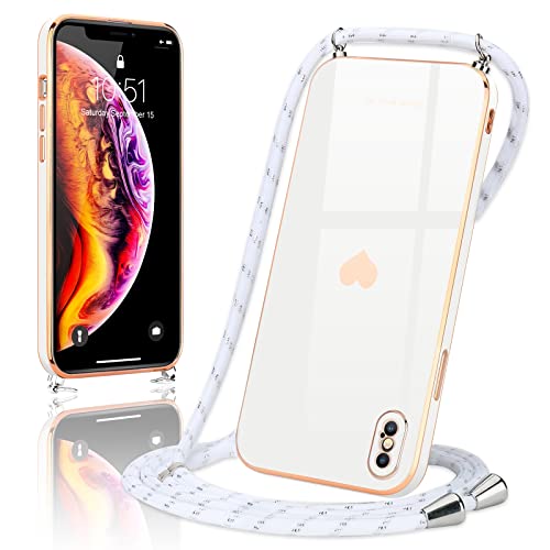 Wirvyuer Handykette Kompatibel mit iPhone X Hülle,iPhone XS Handyhülle Necklace Hülle mit Band zum Umhängen Kameraschutz Liebesherz Schutzhülle mit Halsband Silikon Umhängetasche für iPhone X/Xs Weiß Wirvyuer Handykette Kompatibel mit iPhone X Hülle,iPhone XS Handyhülle Necklace Hülle mit Band zum Umhängen Kameraschutz Liebesherz Schutzhülle mit Halsband Silikon Umhängetasche für iPhone X/Xs Weiß von Wirvyuer