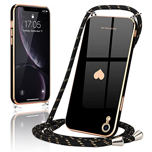Wirvyuer Handykette Kompatibel mit iPhone Xr Handyhülle Necklace Hülle mit Band zum Umhängen Kameraschutz Liebesherz Schutzhülle mit Halsband Galvanik Silikon Umhängetasche für iPhone Xr Schwarz Wirvyuer Handykette Kompatibel mit iPhone Xr Handyhülle Necklace Hülle mit Band zum Umhängen Kameraschutz Liebesherz Schutzhülle mit Halsband Galvanik Silikon Umhängetasche für iPhone Xr Schwarz von Wirvyuer