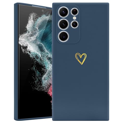 Wirvyuer Kompatibel mit Samsung Galaxy S22 Ultra 5G Hülle Mädchen Handyhülle Gold Liebesherz Weich Silikon Case Süßes Gold Love Slim Stoßfest Schutzhülle für Samsung S22 Ultra 5G Dunkelblau Wirvyuer Kompatibel mit Samsung Galaxy S22 Ultra 5G Hülle Mädchen Handyhülle Gold Liebesherz Weich Silikon Case Süßes Gold Love Slim Stoßfest Schutzhülle für Samsung S22 Ultra 5G Dunkelblau von Wirvyuer