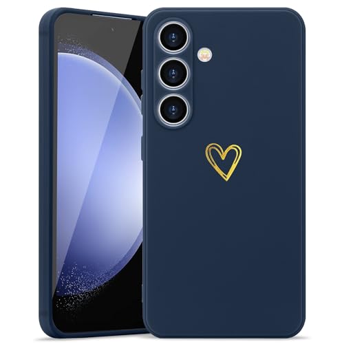 Wirvyuer Kompatibel mit Samsung Galaxy S23 FE Hülle Mädchen Handyhülle Gold Liebesherz Weich Silikon Case Süßes Gold Love Slim Stoßfest Schutzhülle für Samsung S23 FE Dunkelblau Wirvyuer Kompatibel mit Samsung Galaxy S23 FE Hülle Mädchen Handyhülle Gold Liebesherz Weich Silikon Case Süßes Gold Love Slim Stoßfest Schutzhülle für Samsung S23 FE Dunkelblau von Wirvyuer