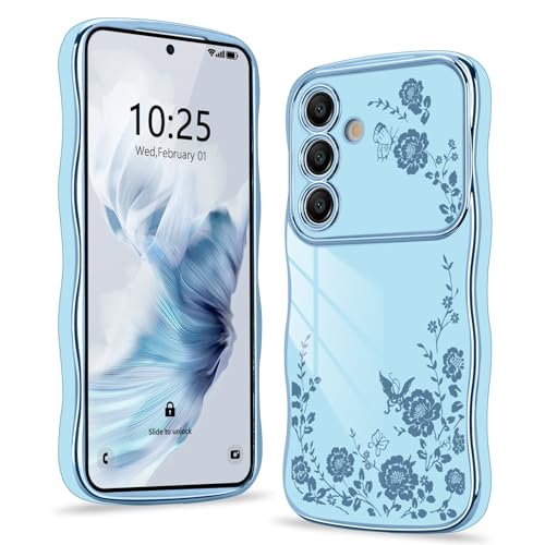 Wirvyuer Kompatibel mit Samsung Galaxy S23 Hülle Blumenmuster Wellen Lockige Form Handyhülle mit erhoben Kameraschutz Mädchen Galvanik Schutzhülle Silikon Girls Case für Samsung S23 Blau Wirvyuer Kompatibel mit Samsung Galaxy S23 Hülle Blumenmuster Wellen Lockige Form Handyhülle mit erhoben Kameraschutz Mädchen Galvanik Schutzhülle Silikon Girls Case für Samsung S23 Blau von Wirvyuer