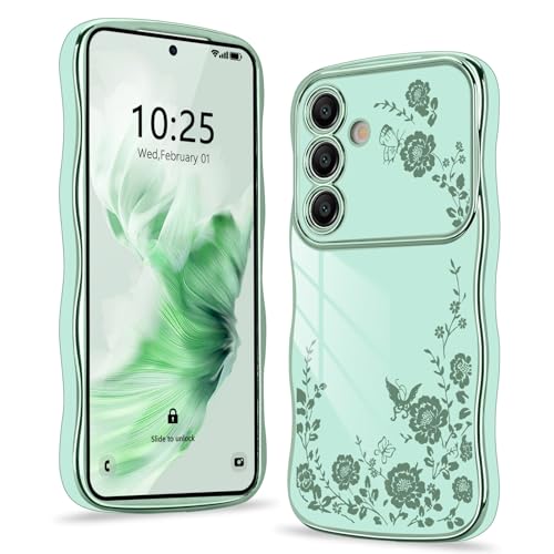 Wirvyuer Kompatibel mit Samsung Galaxy S23 Hülle Blumenmuster Wellen Lockige Form Handyhülle mit erhoben Kameraschutz Mädchen Galvanik Schutzhülle Silikon Girls Case für Samsung S23 Hellgrün Wirvyuer Kompatibel mit Samsung Galaxy S23 Hülle Blumenmuster Wellen Lockige Form Handyhülle mit erhoben Kameraschutz Mädchen Galvanik Schutzhülle Silikon Girls Case für Samsung S23 Hellgrün von Wirvyuer