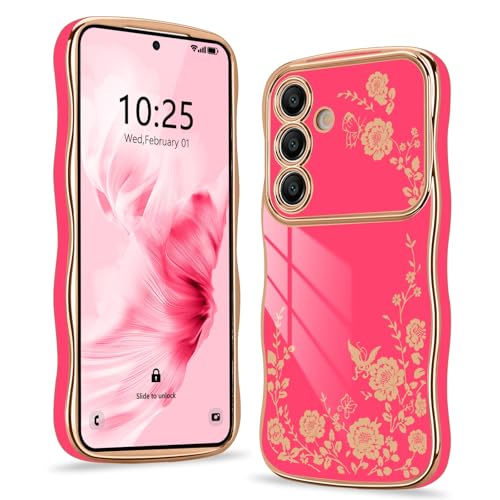 Wirvyuer Kompatibel mit Samsung Galaxy S23 Hülle Blumenmuster Wellen Lockige Form Handyhülle mit erhoben Kameraschutz Mädchen Galvanik Schutzhülle Silikon Girls Case für Samsung S23 Rosarot Wirvyuer Kompatibel mit Samsung Galaxy S23 Hülle Blumenmuster Wellen Lockige Form Handyhülle mit erhoben Kameraschutz Mädchen Galvanik Schutzhülle Silikon Girls Case für Samsung S23 Rosarot von Wirvyuer