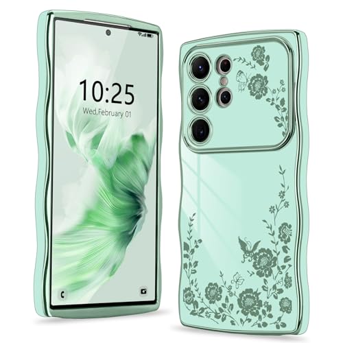 Wirvyuer Kompatibel mit Samsung Galaxy S23 Ultra Hülle Blumenmuster Wellen Lockige Form Handyhülle mit erhoben Kameraschutz Mädchen Galvanik Schutzhülle Girls Case für Samsung S23 Ultra Hellgrün Wirvyuer Kompatibel mit Samsung Galaxy S23 Ultra Hülle Blumenmuster Wellen Lockige Form Handyhülle mit erhoben Kameraschutz Mädchen Galvanik Schutzhülle Girls Case für Samsung S23 Ultra Hellgrün von Wirvyuer