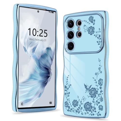 Wirvyuer Kompatibel mit Samsung Galaxy S23 Ultra Hülle Blumenmuster Wellen Lockige Form Handyhülle mit erhoben Kameraschutz Mädchen Galvanik Schutzhülle Silikon Girls Case für Samsung S23 Ultra Blau Wirvyuer Kompatibel mit Samsung Galaxy S23 Ultra Hülle Blumenmuster Wellen Lockige Form Handyhülle mit erhoben Kameraschutz Mädchen Galvanik Schutzhülle Silikon Girls Case für Samsung S23 Ultra Blau von Wirvyuer