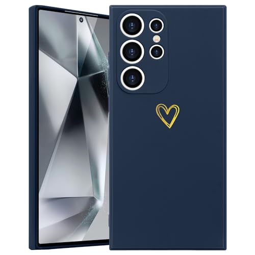 Wirvyuer Kompatibel mit Samsung Galaxy S24 Ultra 5G Hülle Mädchen Handyhülle Gold Liebesherz Weich Silikon Case Süßes Gold Love Slim Stoßfest Schutzhülle für Samsung S24 Ultra 5G Dunkelblau Wirvyuer Kompatibel mit Samsung Galaxy S24 Ultra 5G Hülle Mädchen Handyhülle Gold Liebesherz Weich Silikon Case Süßes Gold Love Slim Stoßfest Schutzhülle für Samsung S24 Ultra 5G Dunkelblau von Wirvyuer