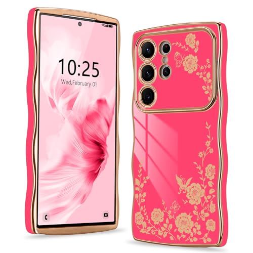 Wirvyuer Kompatibel mit Samsung Galaxy S24 Ultra Hülle Blumenmuster Wellen Lockige Form Handyhülle mit erhoben Kameraschutz Mädchen Galvanik Schutzhülle Girls Case für Samsung S24 Ultra Rosarot Wirvyuer Kompatibel mit Samsung Galaxy S24 Ultra Hülle Blumenmuster Wellen Lockige Form Handyhülle mit erhoben Kameraschutz Mädchen Galvanik Schutzhülle Girls Case für Samsung S24 Ultra Rosarot von Wirvyuer