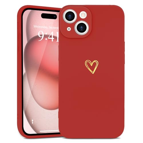 Wirvyuer Kompatibel mit iPhone 13 Handyhülle Mädchen Hülle Gold Liebesherz Weich Silikon Case Süßes Gold Love Slim Stoßfest Schutzhülle für iPhone 13 Knallrot Wirvyuer Kompatibel mit iPhone 13 Handyhülle Mädchen Hülle Gold Liebesherz Weich Silikon Case Süßes Gold Love Slim Stoßfest Schutzhülle für iPhone 13 Knallrot von Wirvyuer