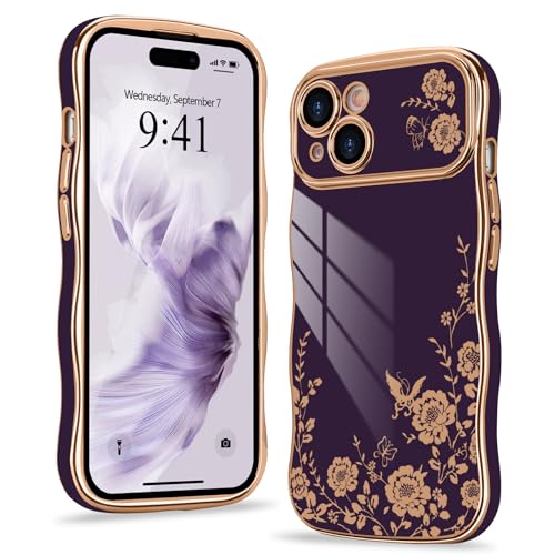 Wirvyuer Kompatibel mit iPhone 13 Hülle Blumenmuster Wellen Lockige Form Handyhülle mit erhoben Kameraschutz Mädchen Galvanik Schutzhülle Silikon Girls Case für iPhone 13 Dunkellila Wirvyuer Kompatibel mit iPhone 13 Hülle Blumenmuster Wellen Lockige Form Handyhülle mit erhoben Kameraschutz Mädchen Galvanik Schutzhülle Silikon Girls Case für iPhone 13 Dunkellila von Wirvyuer