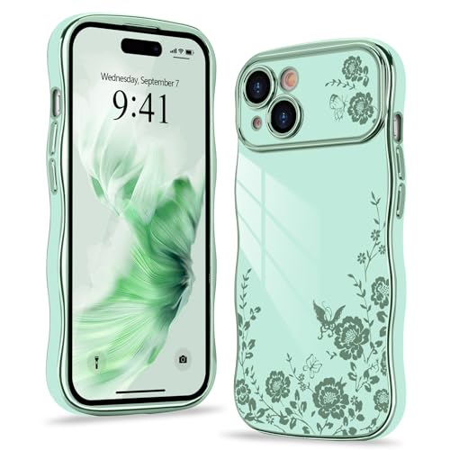Wirvyuer Kompatibel mit iPhone 13 Hülle Blumenmuster Wellen Lockige Form Handyhülle mit erhoben Kameraschutz Mädchen Galvanik Schutzhülle Silikon Girls Case für iPhone 13 Hellgrün Wirvyuer Kompatibel mit iPhone 13 Hülle Blumenmuster Wellen Lockige Form Handyhülle mit erhoben Kameraschutz Mädchen Galvanik Schutzhülle Silikon Girls Case für iPhone 13 Hellgrün von Wirvyuer