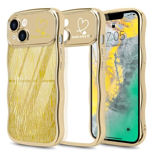 Wirvyuer Kompatibel mit iPhone 13 Hülle Glitzer Wellen Lockige Form Handyhülle mit abnehmbaren Glitter Karte Transparent Schutzhülle Weiche Silikon Case für iPhone 13 Gold Wirvyuer Kompatibel mit iPhone 13 Hülle Glitzer Wellen Lockige Form Handyhülle mit abnehmbaren Glitter Karte Transparent Schutzhülle Weiche Silikon Case für iPhone 13 Gold von Wirvyuer