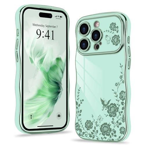 Wirvyuer Kompatibel mit iPhone 13 Pro Max Hülle Blumenmuster Wellen Lockige Form Handyhülle mit erhoben Kameraschutz Mädchen Galvanik Schutzhülle Silikon Girls Case für iPhone 13 Pro Max Hellgrün Wirvyuer Kompatibel mit iPhone 13 Pro Max Hülle Blumenmuster Wellen Lockige Form Handyhülle mit erhoben Kameraschutz Mädchen Galvanik Schutzhülle Silikon Girls Case für iPhone 13 Pro Max Hellgrün von Wirvyuer