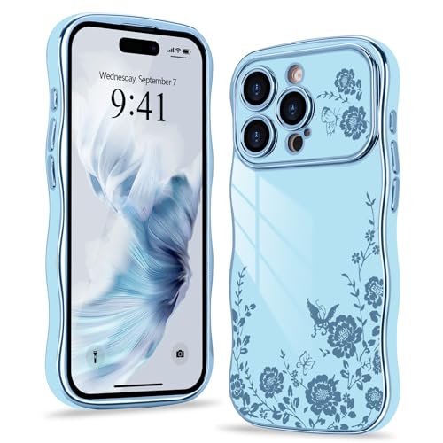 Wirvyuer Kompatibel mit iPhone 13 Pro Max Hülle Blumenmuster Wellen Lockige Form Handyhülle mit erhoben Kameraschutz Mädchen Galvanik Schutzhülle Silikon Girls Case für iPhone 13 Pro Max Blau Wirvyuer Kompatibel mit iPhone 13 Pro Max Hülle Blumenmuster Wellen Lockige Form Handyhülle mit erhoben Kameraschutz Mädchen Galvanik Schutzhülle Silikon Girls Case für iPhone 13 Pro Max Blau von Wirvyuer