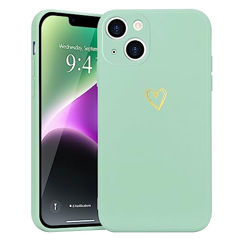 Wirvyuer Kompatibel mit iPhone 14 Handyhülle Mädchen Hülle Gold Liebesherz Weich Silikon Case Süßes Gold Love Slim Stoßfest Schutzhülle für iPhone 14 Hellgrün Wirvyuer Kompatibel mit iPhone 14 Handyhülle Mädchen Hülle Gold Liebesherz Weich Silikon Case Süßes Gold Love Slim Stoßfest Schutzhülle für iPhone 14 Hellgrün von Wirvyuer