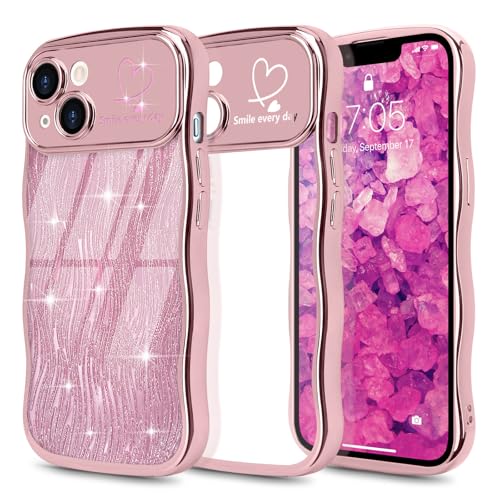 Wirvyuer Kompatibel mit iPhone 14 Hülle Glitzer Wellen Lockige Form Handyhülle mit abnehmbaren Glitter Karte Transparent Schutzhülle Weiche Silikon Case für iPhone 14 Roségold Wirvyuer Kompatibel mit iPhone 14 Hülle Glitzer Wellen Lockige Form Handyhülle mit abnehmbaren Glitter Karte Transparent Schutzhülle Weiche Silikon Case für iPhone 14 Roségold von Wirvyuer