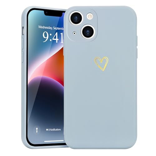 Wirvyuer Kompatibel mit iPhone 14 Plus Handyhülle Mädchen Hülle Gold Liebesherz Weich Silikon Case Süßes Gold Love Slim Stoßfest Schutzhülle für iPhone 14 Plus Hellblau Wirvyuer Kompatibel mit iPhone 14 Plus Handyhülle Mädchen Hülle Gold Liebesherz Weich Silikon Case Süßes Gold Love Slim Stoßfest Schutzhülle für iPhone 14 Plus Hellblau von Wirvyuer