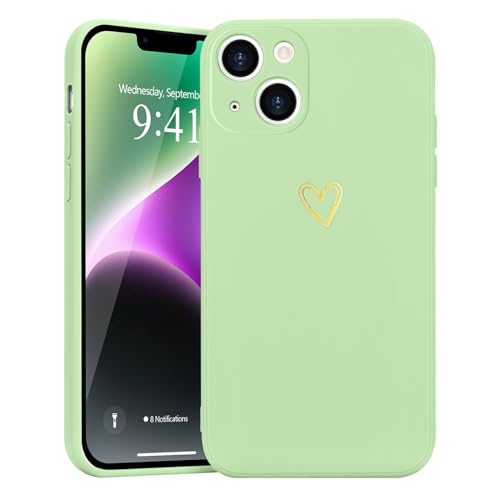 Wirvyuer Kompatibel mit iPhone 14 Plus Handyhülle Mädchen Hülle Gold Liebesherz Weich Silikon Case Süßes Gold Love Slim Stoßfest Schutzhülle für iPhone 14 Plus Matchagrün Wirvyuer Kompatibel mit iPhone 14 Plus Handyhülle Mädchen Hülle Gold Liebesherz Weich Silikon Case Süßes Gold Love Slim Stoßfest Schutzhülle für iPhone 14 Plus Matchagrün von Wirvyuer