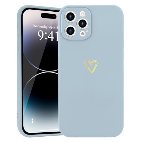Wirvyuer Kompatibel mit iPhone 14 Pro Handyhülle Mädchen Hülle Gold Liebesherz Weich Silikon Case Süßes Gold Love Slim Stoßfest Schutzhülle für iPhone 14 Pro Hellblau Wirvyuer Kompatibel mit iPhone 14 Pro Handyhülle Mädchen Hülle Gold Liebesherz Weich Silikon Case Süßes Gold Love Slim Stoßfest Schutzhülle für iPhone 14 Pro Hellblau von Wirvyuer