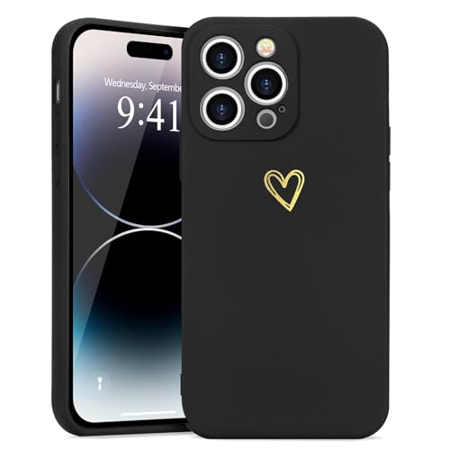 Wirvyuer Kompatibel mit iPhone 14 Pro Handyhülle Mädchen Hülle Gold Liebesherz Weich Silikon Case Süßes Gold Love Slim Stoßfest Schutzhülle für iPhone 14 Pro Schwarz Wirvyuer Kompatibel mit iPhone 14 Pro Handyhülle Mädchen Hülle Gold Liebesherz Weich Silikon Case Süßes Gold Love Slim Stoßfest Schutzhülle für iPhone 14 Pro Schwarz von Wirvyuer
