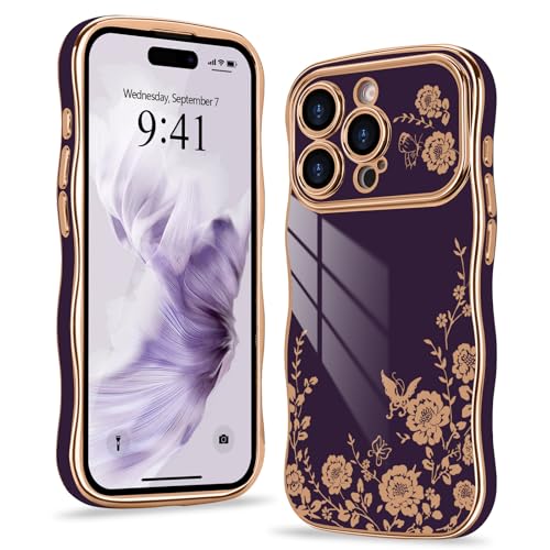 Wirvyuer Kompatibel mit iPhone 14 Pro Hülle Blumenmuster Wellen Lockige Form Handyhülle mit erhoben Kameraschutz Mädchen Galvanik Schutzhülle Silikon Girls Case für iPhone 14 Pro Dunkellila Wirvyuer Kompatibel mit iPhone 14 Pro Hülle Blumenmuster Wellen Lockige Form Handyhülle mit erhoben Kameraschutz Mädchen Galvanik Schutzhülle Silikon Girls Case für iPhone 14 Pro Dunkellila von Wirvyuer