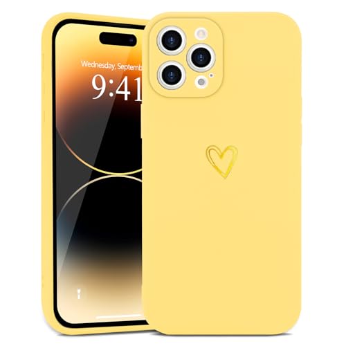 Wirvyuer Kompatibel mit iPhone 14 Pro Max Handyhülle Mädchen Hülle Gold Liebesherz Weich Silikon Case Süßes Gold Love Slim Stoßfest Schutzhülle für iPhone 14 Pro Max Gelb Wirvyuer Kompatibel mit iPhone 14 Pro Max Handyhülle Mädchen Hülle Gold Liebesherz Weich Silikon Case Süßes Gold Love Slim Stoßfest Schutzhülle für iPhone 14 Pro Max Gelb von Wirvyuer
