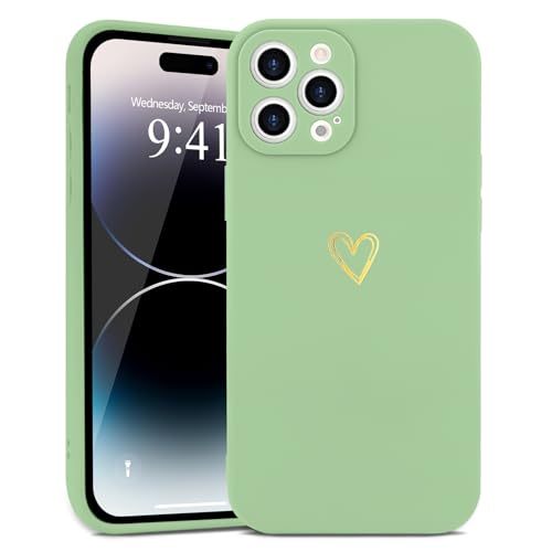 Wirvyuer Kompatibel mit iPhone 14 Pro Max Handyhülle Mädchen Hülle Gold Liebesherz Weich Silikon Case Süßes Gold Love Slim Stoßfest Schutzhülle für iPhone 14 Pro Max Matchagrün Wirvyuer Kompatibel mit iPhone 14 Pro Max Handyhülle Mädchen Hülle Gold Liebesherz Weich Silikon Case Süßes Gold Love Slim Stoßfest Schutzhülle für iPhone 14 Pro Max Matchagrün von Wirvyuer