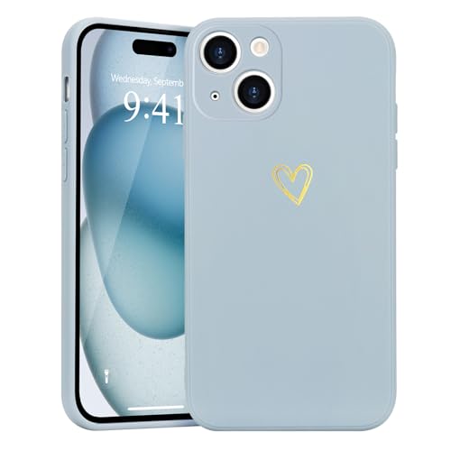 Wirvyuer Kompatibel mit iPhone 15 Handyhülle Mädchen Hülle Gold Liebesherz Weich Silikon Case Süßes Gold Love Slim Stoßfest Schutzhülle für iPhone 15 Hellblau Wirvyuer Kompatibel mit iPhone 15 Handyhülle Mädchen Hülle Gold Liebesherz Weich Silikon Case Süßes Gold Love Slim Stoßfest Schutzhülle für iPhone 15 Hellblau von Wirvyuer