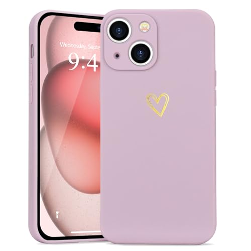 Wirvyuer Kompatibel mit iPhone 15 Handyhülle Mädchen Hülle Gold Liebesherz Weich Silikon Case Süßes Gold Love Slim Stoßfest Schutzhülle für iPhone 15 Lila Wirvyuer Kompatibel mit iPhone 15 Handyhülle Mädchen Hülle Gold Liebesherz Weich Silikon Case Süßes Gold Love Slim Stoßfest Schutzhülle für iPhone 15 Lila von Wirvyuer