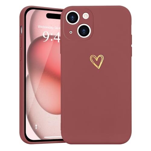 Wirvyuer Kompatibel mit iPhone 15 Handyhülle Mädchen Hülle Gold Liebesherz Weich Silikon Case Süßes Gold Love Slim Stoßfest Schutzhülle für iPhone 15 Weißdornrot Wirvyuer Kompatibel mit iPhone 15 Handyhülle Mädchen Hülle Gold Liebesherz Weich Silikon Case Süßes Gold Love Slim Stoßfest Schutzhülle für iPhone 15 Weißdornrot von Wirvyuer