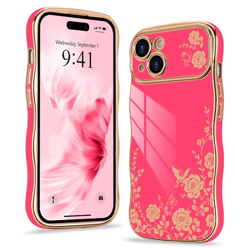 Wirvyuer Kompatibel mit iPhone 15 Hülle Blumenmuster Wellen Lockige Form Handyhülle mit erhoben Kameraschutz Mädchen Galvanik Schutzhülle Silikon Girls Case für iPhone 15 Rosarot Wirvyuer Kompatibel mit iPhone 15 Hülle Blumenmuster Wellen Lockige Form Handyhülle mit erhoben Kameraschutz Mädchen Galvanik Schutzhülle Silikon Girls Case für iPhone 15 Rosarot von Wirvyuer