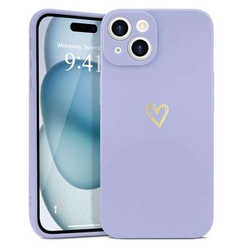 Wirvyuer Kompatibel mit iPhone 15 Plus Handyhülle Mädchen Hülle Gold Liebesherz Weich Silikon Case Süßes Gold Love Slim Stoßfest Schutzhülle für iPhone 15 Plus Flieder Lila Wirvyuer Kompatibel mit iPhone 15 Plus Handyhülle Mädchen Hülle Gold Liebesherz Weich Silikon Case Süßes Gold Love Slim Stoßfest Schutzhülle für iPhone 15 Plus Flieder Lila von Wirvyuer
