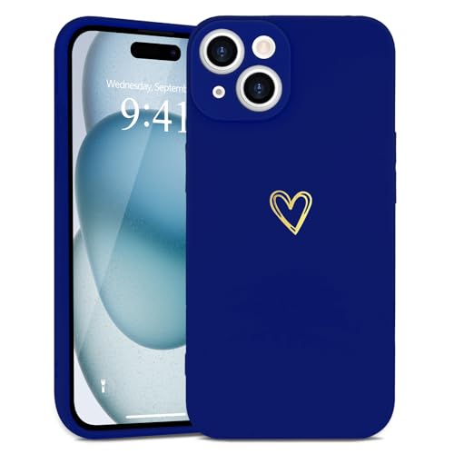 Wirvyuer Kompatibel mit iPhone 15 Plus Handyhülle Mädchen Hülle Gold Liebesherz Weich Silikon Case Süßes Gold Love Slim Stoßfest Schutzhülle für iPhone 15 Plus Klein Blau Wirvyuer Kompatibel mit iPhone 15 Plus Handyhülle Mädchen Hülle Gold Liebesherz Weich Silikon Case Süßes Gold Love Slim Stoßfest Schutzhülle für iPhone 15 Plus Klein Blau von Wirvyuer