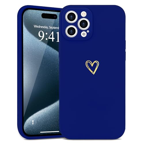 Wirvyuer Kompatibel mit iPhone 15 Pro Handyhülle Mädchen Hülle Gold Liebesherz Weich Silikon Case Süßes Gold Love Slim Stoßfest Schutzhülle für iPhone 15 Pro Klein Blau Wirvyuer Kompatibel mit iPhone 15 Pro Handyhülle Mädchen Hülle Gold Liebesherz Weich Silikon Case Süßes Gold Love Slim Stoßfest Schutzhülle für iPhone 15 Pro Klein Blau von Wirvyuer