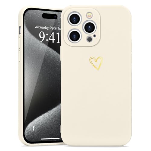 Wirvyuer Kompatibel mit iPhone 15 Pro Handyhülle Mädchen Hülle Gold Liebesherz Weich Silikon Case Süßes Gold Love Slim Stoßfest Schutzhülle für iPhone 15 Pro Weiß Wirvyuer Kompatibel mit iPhone 15 Pro Handyhülle Mädchen Hülle Gold Liebesherz Weich Silikon Case Süßes Gold Love Slim Stoßfest Schutzhülle für iPhone 15 Pro Weiß von Wirvyuer