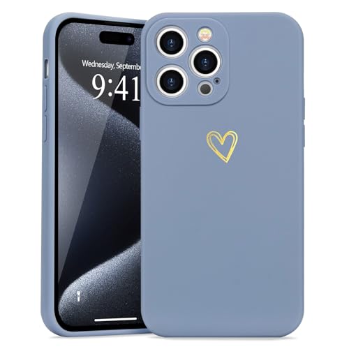 Wirvyuer Kompatibel mit iPhone 15 Pro Max Handyhülle Mädchen Hülle Gold Liebesherz Weich Silikon Case Süßes Gold Love Slim Stoßfest Schutzhülle für iPhone 15 Pro Max Grau Wirvyuer Kompatibel mit iPhone 15 Pro Max Handyhülle Mädchen Hülle Gold Liebesherz Weich Silikon Case Süßes Gold Love Slim Stoßfest Schutzhülle für iPhone 15 Pro Max Grau von Wirvyuer