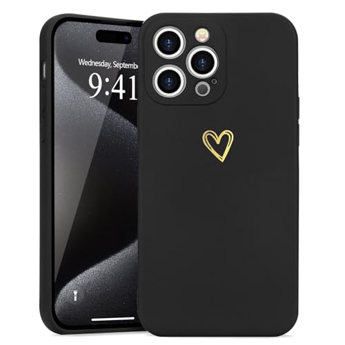 Wirvyuer Kompatibel mit iPhone 15 Pro Max Handyhülle Mädchen Hülle Gold Liebesherz Weich Silikon Case Süßes Gold Love Slim Stoßfest Schutzhülle für iPhone 15 Pro Max Schwarz Wirvyuer Kompatibel mit iPhone 15 Pro Max Handyhülle Mädchen Hülle Gold Liebesherz Weich Silikon Case Süßes Gold Love Slim Stoßfest Schutzhülle für iPhone 15 Pro Max Schwarz von Wirvyuer