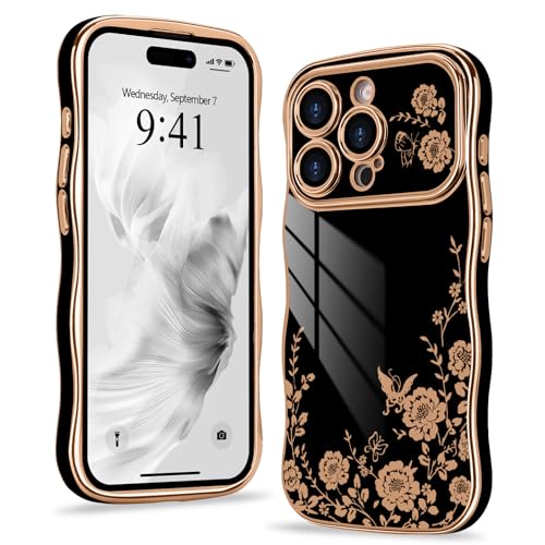 Wirvyuer Kompatibel mit iPhone 15 Pro Max Hülle Blumenmuster Wellen Lockige Form Handyhülle mit erhoben Kameraschutz Mädchen Galvanik Schutzhülle Silikon Girls Case für iPhone 15 Pro Max Schwarz Wirvyuer Kompatibel mit iPhone 15 Pro Max Hülle Blumenmuster Wellen Lockige Form Handyhülle mit erhoben Kameraschutz Mädchen Galvanik Schutzhülle Silikon Girls Case für iPhone 15 Pro Max Schwarz von Wirvyuer
