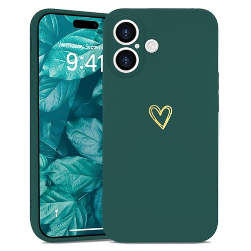 Wirvyuer Kompatibel mit iPhone 16 Hülle Mädchen Handyhülle Gold Liebesherz Weich Silikon Case Süßes Gold Love Slim Stoßfest Schutzhülle für iPhone 16 Dunkelgrün Wirvyuer Kompatibel mit iPhone 16 Hülle Mädchen Handyhülle Gold Liebesherz Weich Silikon Case Süßes Gold Love Slim Stoßfest Schutzhülle für iPhone 16 Dunkelgrün von Wirvyuer