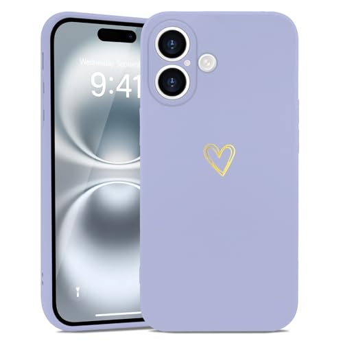 Wirvyuer Kompatibel mit iPhone 16 Hülle Mädchen Handyhülle Gold Liebesherz Weich Silikon Case Süßes Gold Love Slim Stoßfest Schutzhülle für iPhone 16 Flieder Lila Wirvyuer Kompatibel mit iPhone 16 Hülle Mädchen Handyhülle Gold Liebesherz Weich Silikon Case Süßes Gold Love Slim Stoßfest Schutzhülle für iPhone 16 Flieder Lila von Wirvyuer
