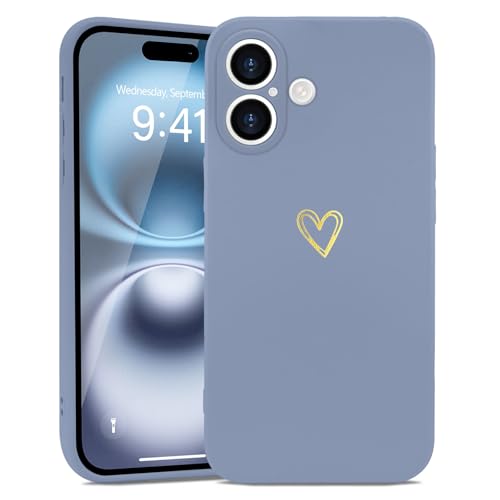Wirvyuer Kompatibel mit iPhone 16 Hülle Mädchen Handyhülle Gold Liebesherz Weich Silikon Case Süßes Gold Love Slim Stoßfest Schutzhülle für iPhone 16 Grau Wirvyuer Kompatibel mit iPhone 16 Hülle Mädchen Handyhülle Gold Liebesherz Weich Silikon Case Süßes Gold Love Slim Stoßfest Schutzhülle für iPhone 16 Grau von Wirvyuer