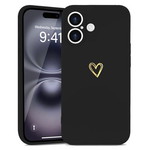 Wirvyuer Kompatibel mit iPhone 16 Hülle Mädchen Handyhülle Gold Liebesherz Weich Silikon Case Süßes Gold Love Slim Stoßfest Schutzhülle für iPhone 16 Schwarz Wirvyuer Kompatibel mit iPhone 16 Hülle Mädchen Handyhülle Gold Liebesherz Weich Silikon Case Süßes Gold Love Slim Stoßfest Schutzhülle für iPhone 16 Schwarz von Wirvyuer