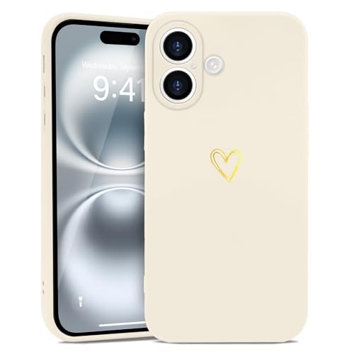 Wirvyuer Kompatibel mit iPhone 16 Hülle Mädchen Handyhülle Gold Liebesherz Weich Silikon Case Süßes Gold Love Slim Stoßfest Schutzhülle für iPhone 16 Weiß Wirvyuer Kompatibel mit iPhone 16 Hülle Mädchen Handyhülle Gold Liebesherz Weich Silikon Case Süßes Gold Love Slim Stoßfest Schutzhülle für iPhone 16 Weiß von Wirvyuer