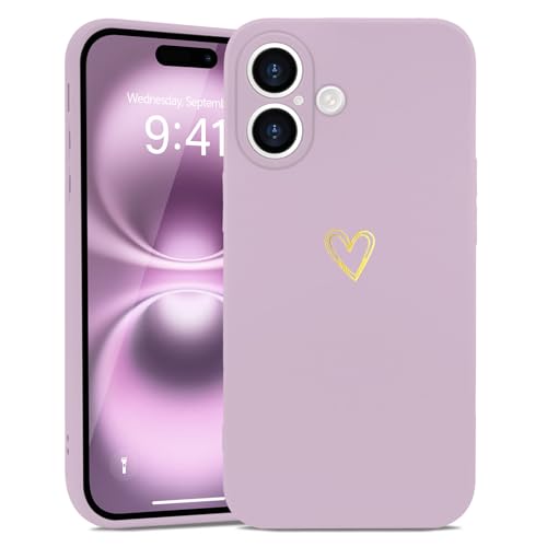 Wirvyuer Kompatibel mit iPhone 16 Plus Hülle Mädchen Handyhülle Gold Liebesherz Weich Silikon Case Süßes Gold Love Slim Stoßfest Schutzhülle für iPhone 16 Plus Lila Wirvyuer Kompatibel mit iPhone 16 Plus Hülle Mädchen Handyhülle Gold Liebesherz Weich Silikon Case Süßes Gold Love Slim Stoßfest Schutzhülle für iPhone 16 Plus Lila von Wirvyuer