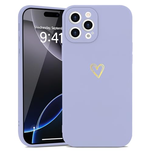 Wirvyuer Kompatibel mit iPhone 16 Pro Hülle Mädchen Handyhülle Gold Liebesherz Weich Silikon Case Süßes Gold Love Slim Stoßfest Schutzhülle für iPhone 16 Pro Flieder Lila Wirvyuer Kompatibel mit iPhone 16 Pro Hülle Mädchen Handyhülle Gold Liebesherz Weich Silikon Case Süßes Gold Love Slim Stoßfest Schutzhülle für iPhone 16 Pro Flieder Lila von Wirvyuer