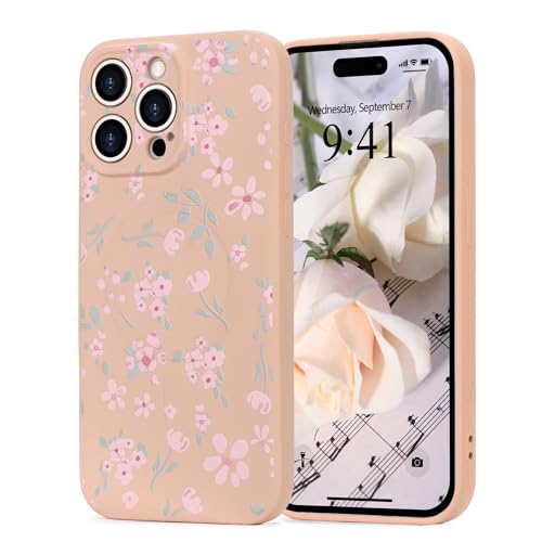 Wirvyuer Magnetisch Hülle für iPhone 14 Pro Handyhülle mit Blume Muster [Kompatibel mit MagSafe] Stoßfeste Silikon Schutzhülle für Frauen Mädchen Cute Case für iPhone 14 Pro Rosa von Wirvyuer