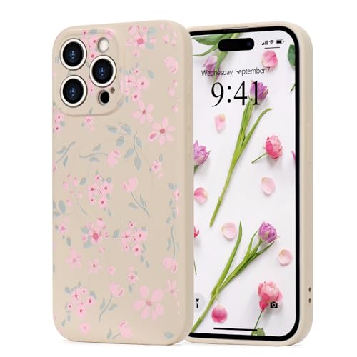 Wirvyuer Magnetisch Hülle für iPhone 15 Pro Max Handyhülle mit Blume Muster [Kompatibel mit MagSafe] Stoßfeste Silikon Schutzhülle für Frauen Mädchen Cute Case für iPhone 15 Pro Max Weiß von Wirvyuer